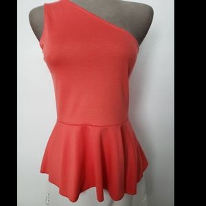 One shoulder and peplum top orange